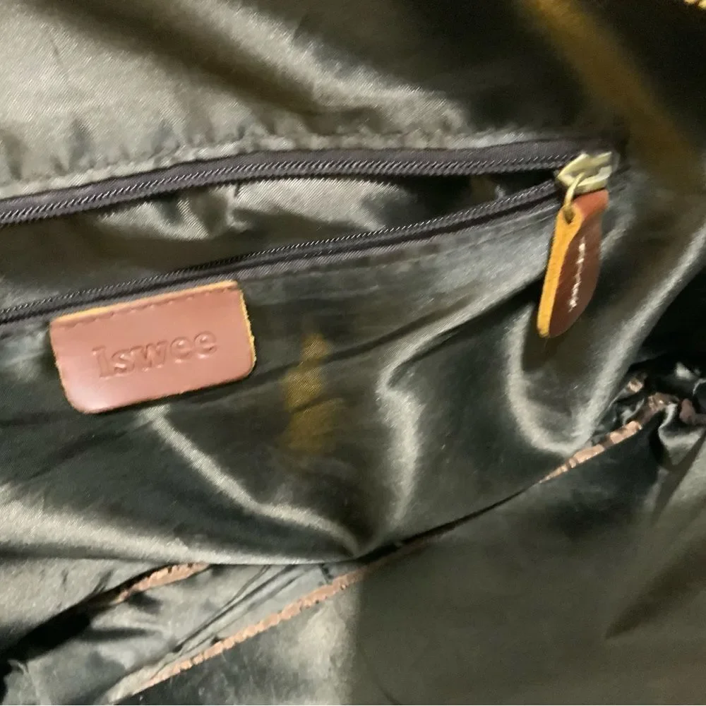 Iswee Leather Briefcase Crossbody Messenger Bag